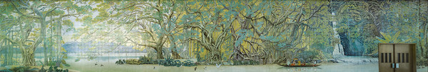 A detail from the mural "Song of the Forest" by Zhu Danian.