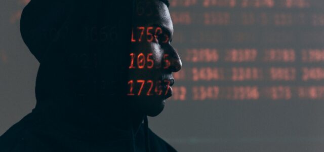 numbers projected on face