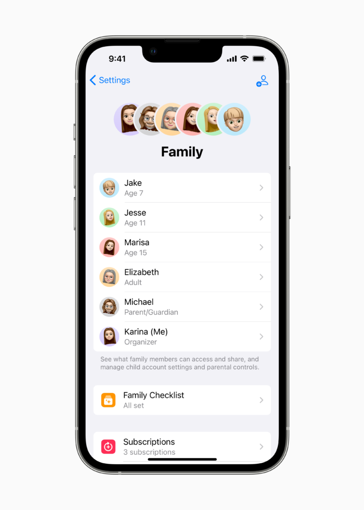 Apple WWDC22 iOS16 Family Sharing 220606