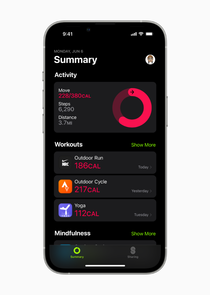 Apple WWDC22 iOS16 Fitness app 220606
