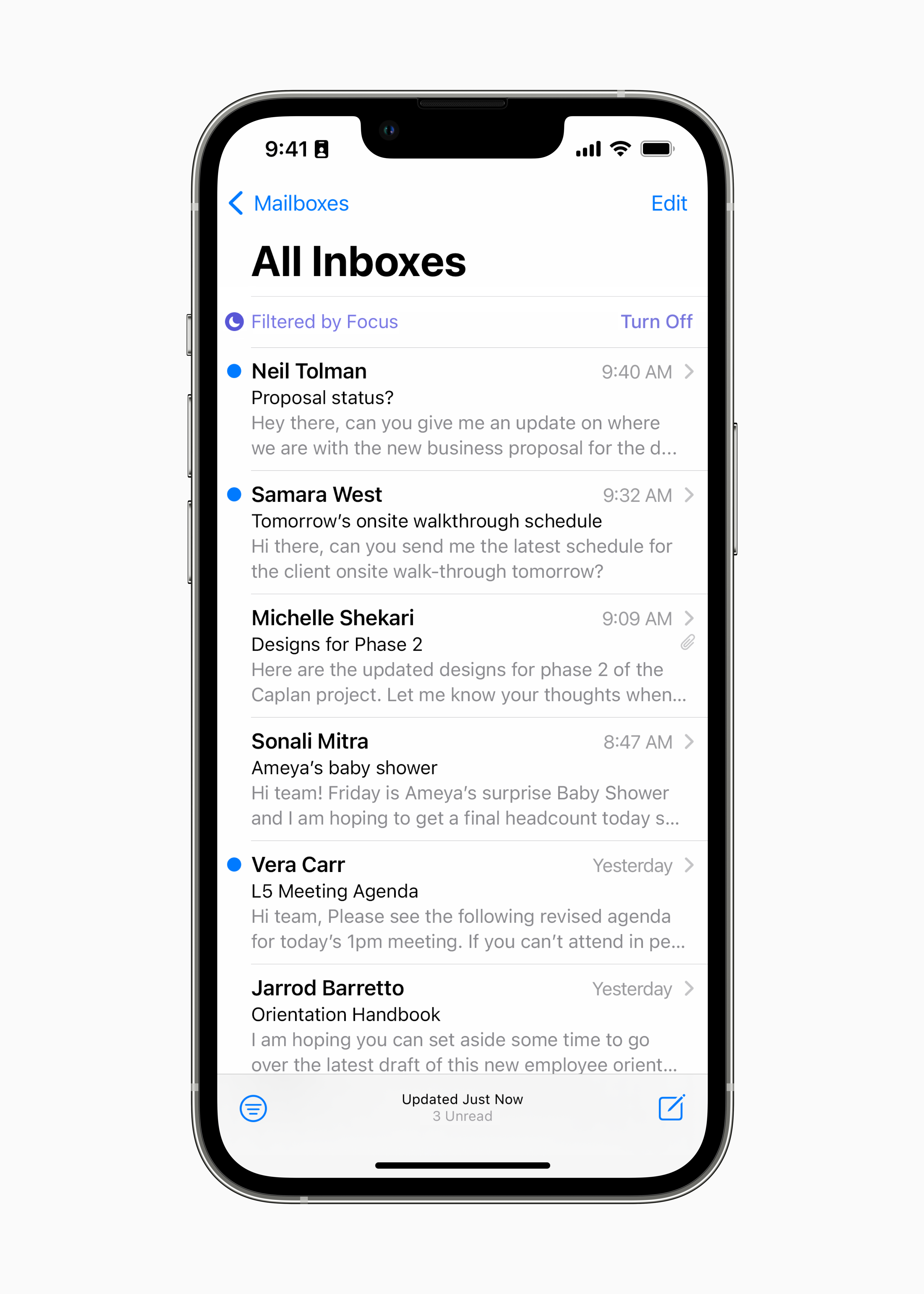 Apple WWDC22 iOS16 Focus filter Mail 220606