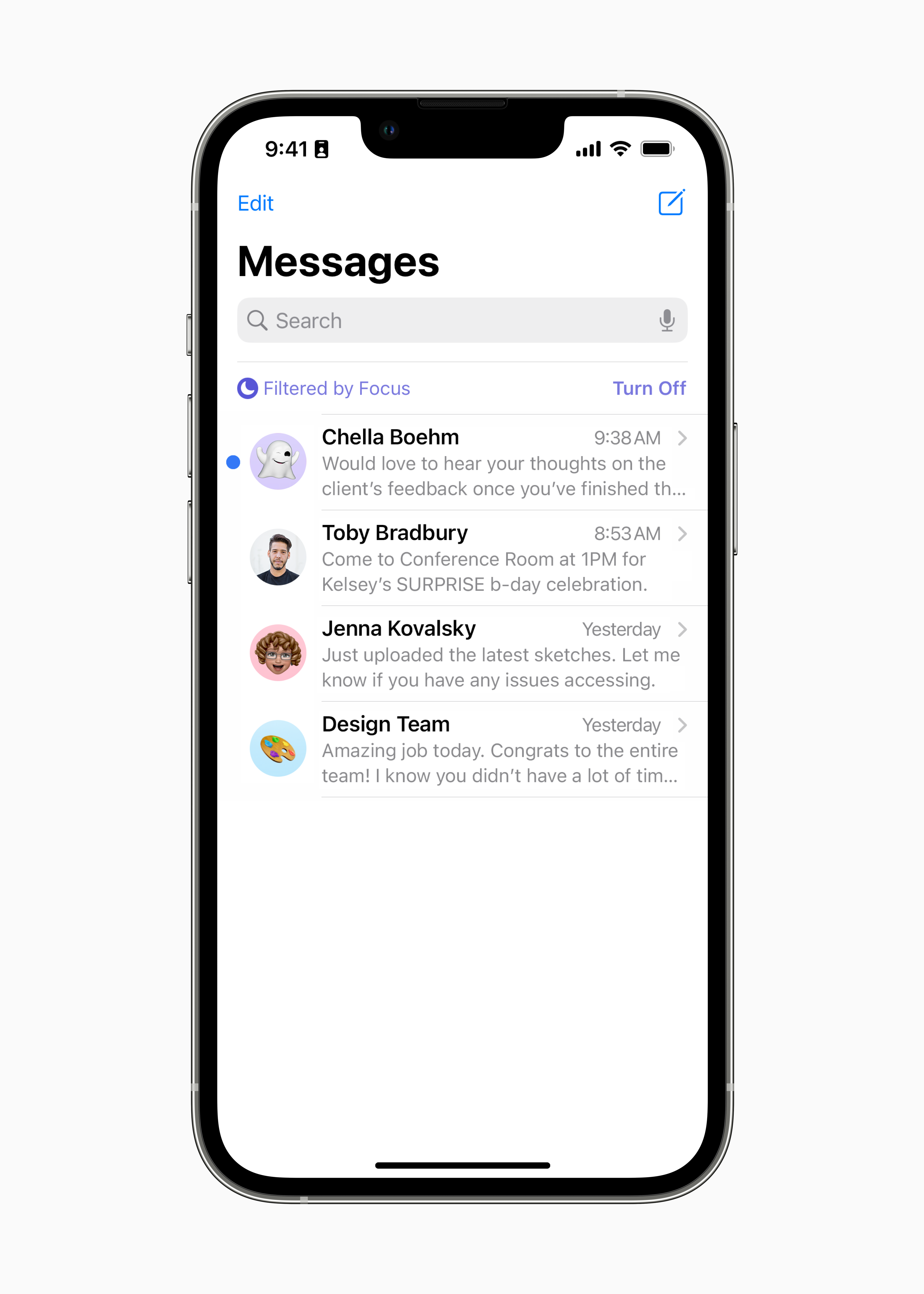 Apple WWDC22 iOS16 Focus filter Messages 220606