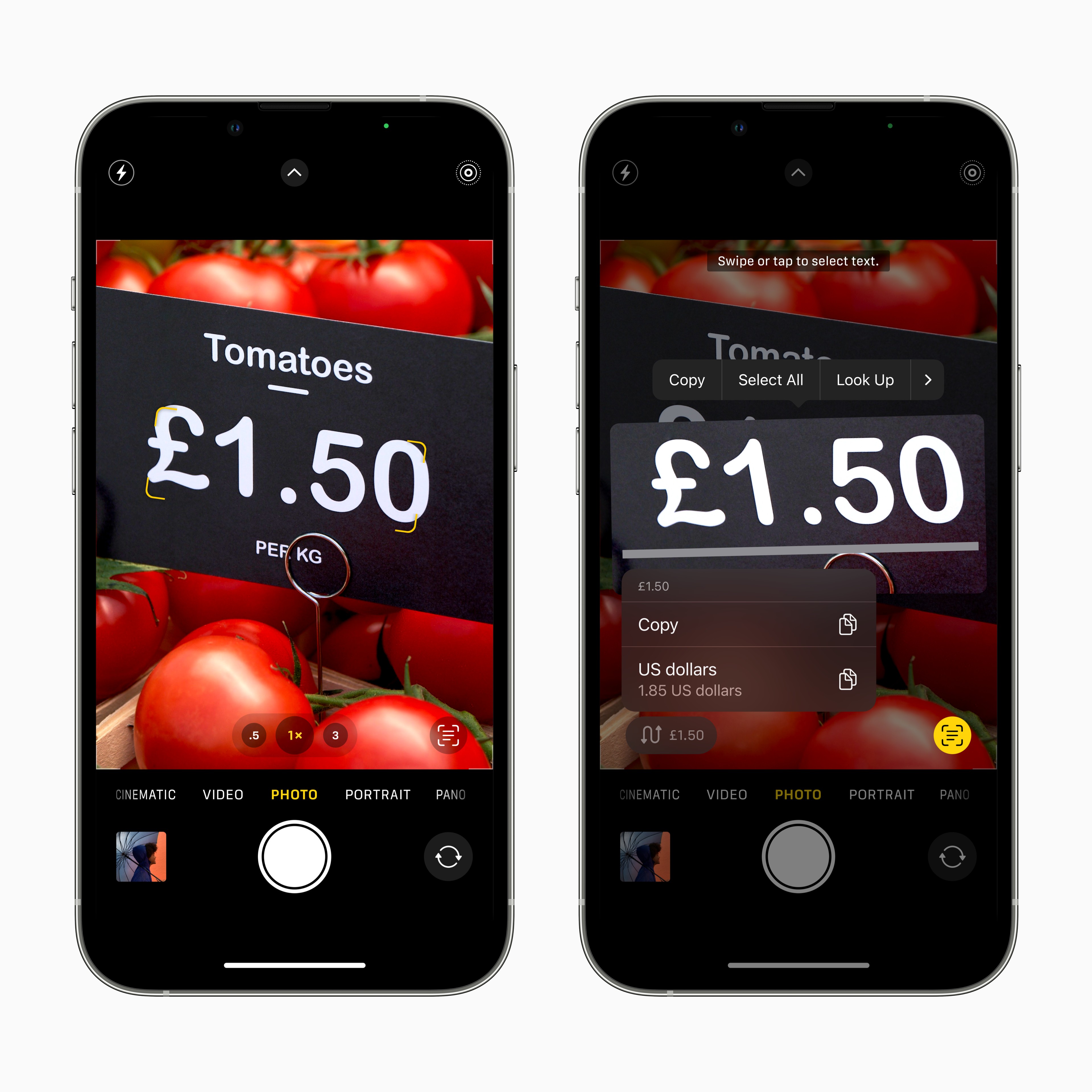Apple WWDC22 iOS16 Live Text convert currency 220606