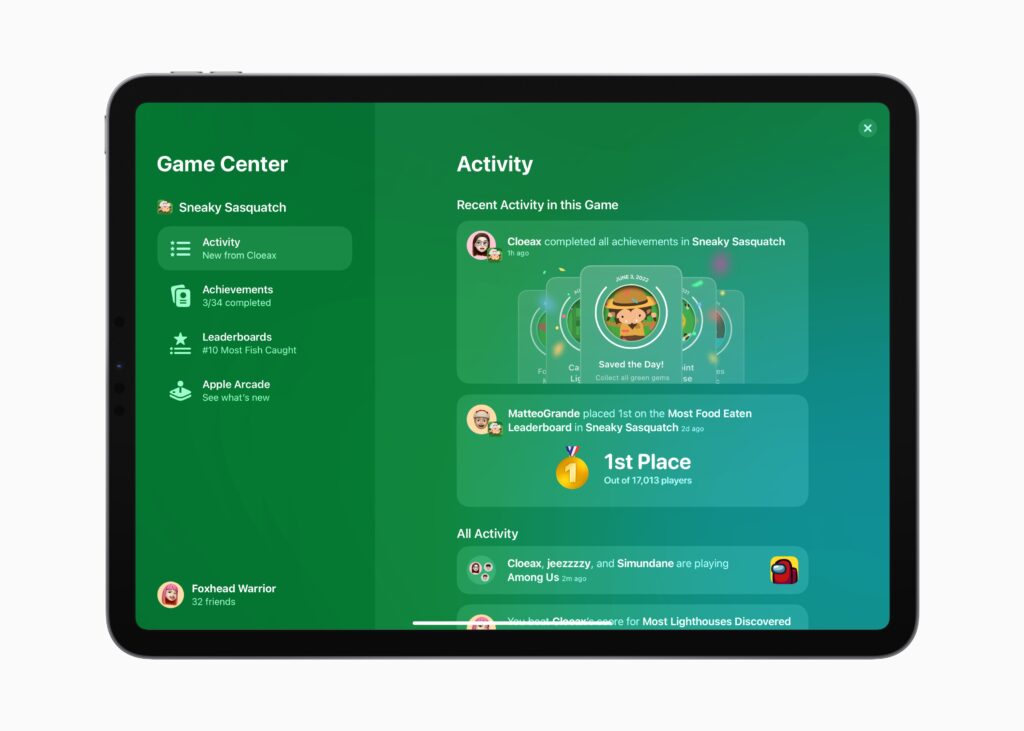 Apple WWDC22 iPadOS16 Game Center 220606
