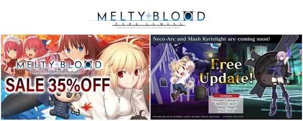 melty blood type lumina new playable characters mash kyrielight and neco arc announced all additional characters up to the fourth set will be available for free