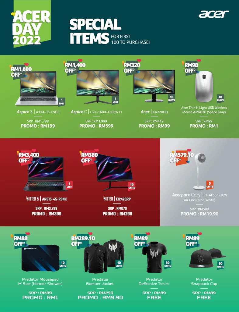 Acer Day 2022 Flash Sales Special Items