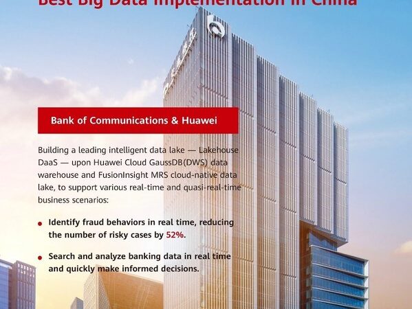 equipped with huaweis tech bank of communications wins the asian bankers award of best big data implementation in china