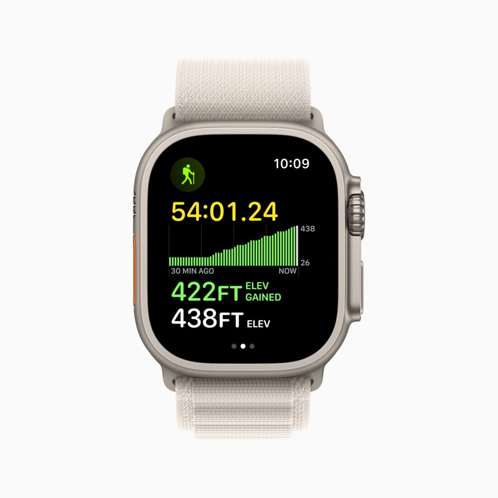 Apple Watch Ultra Starlight Alpine Loop Elevation metrics 220907