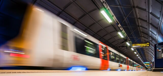 beige and red train