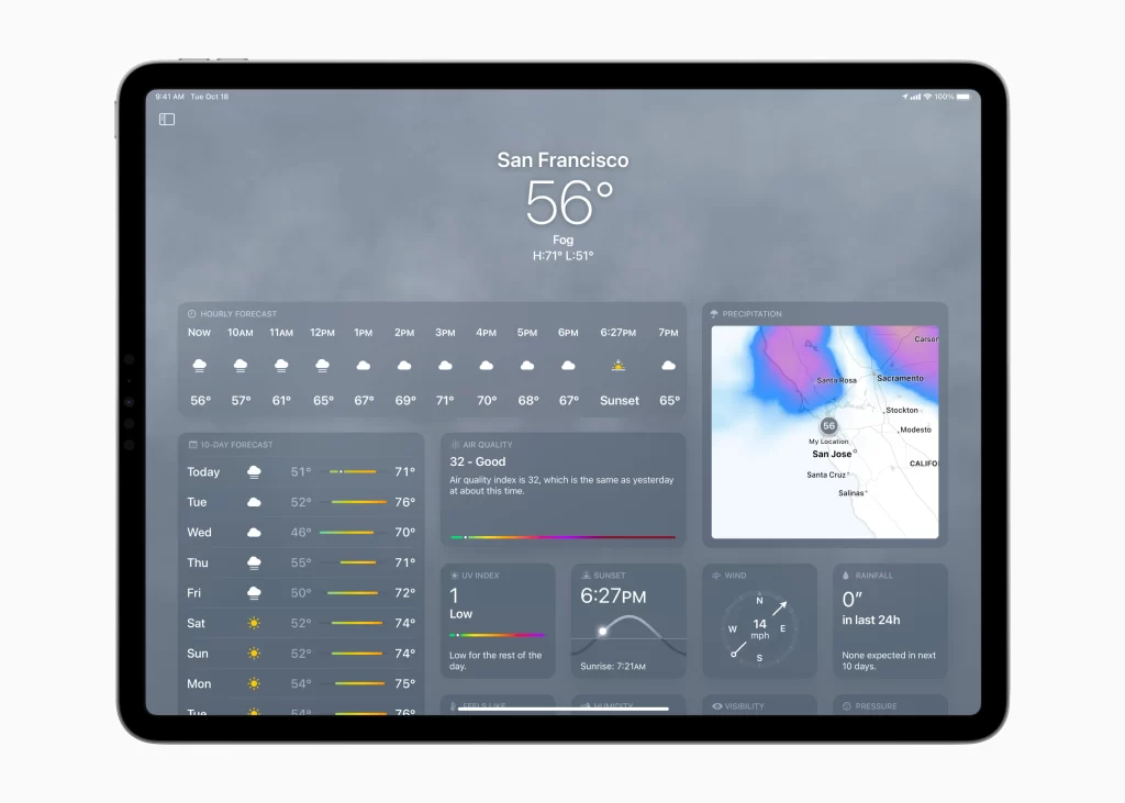 Apple iPadOS 16 Weather