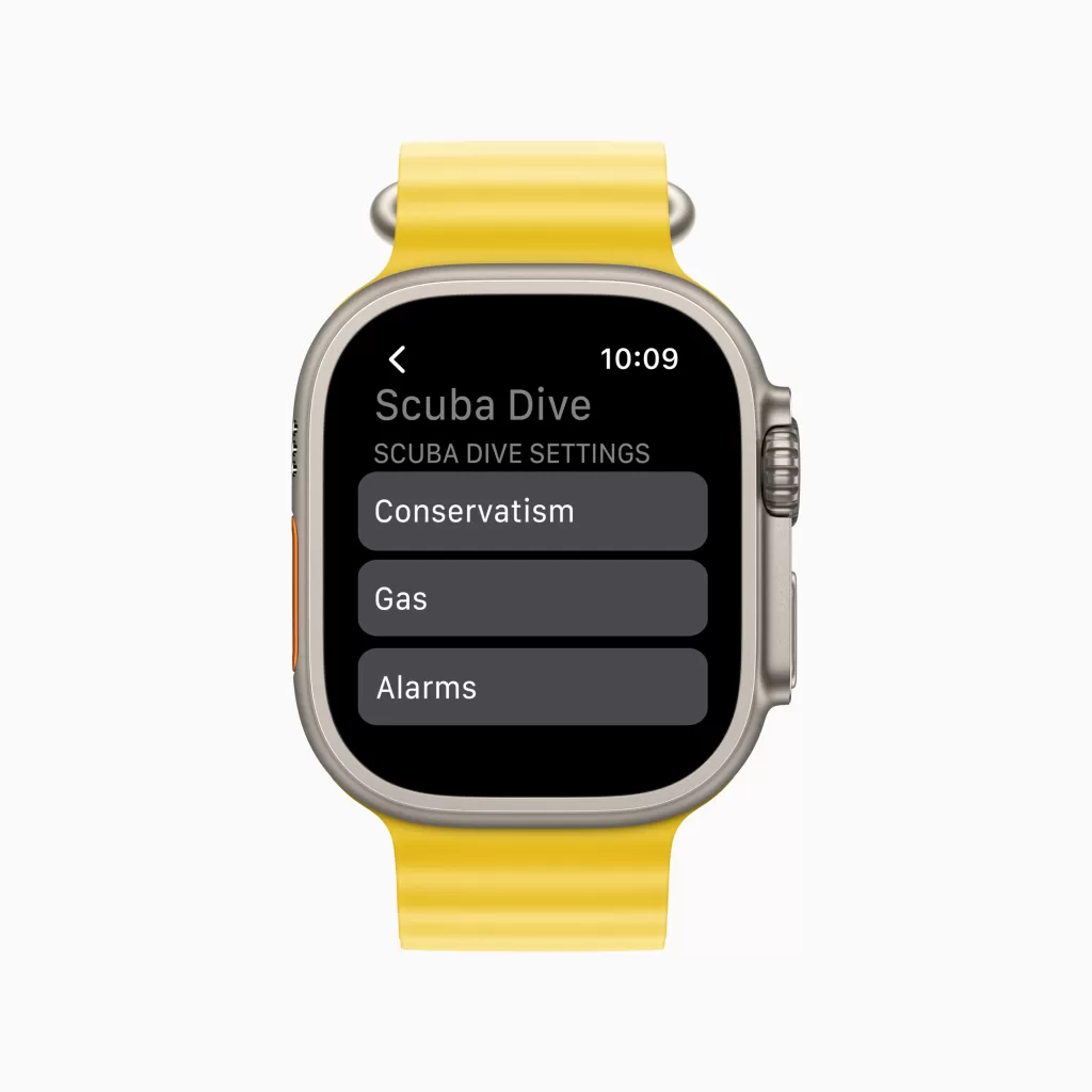 Apple Watch Ultra Oceanic Plus Scuba Dive Settings