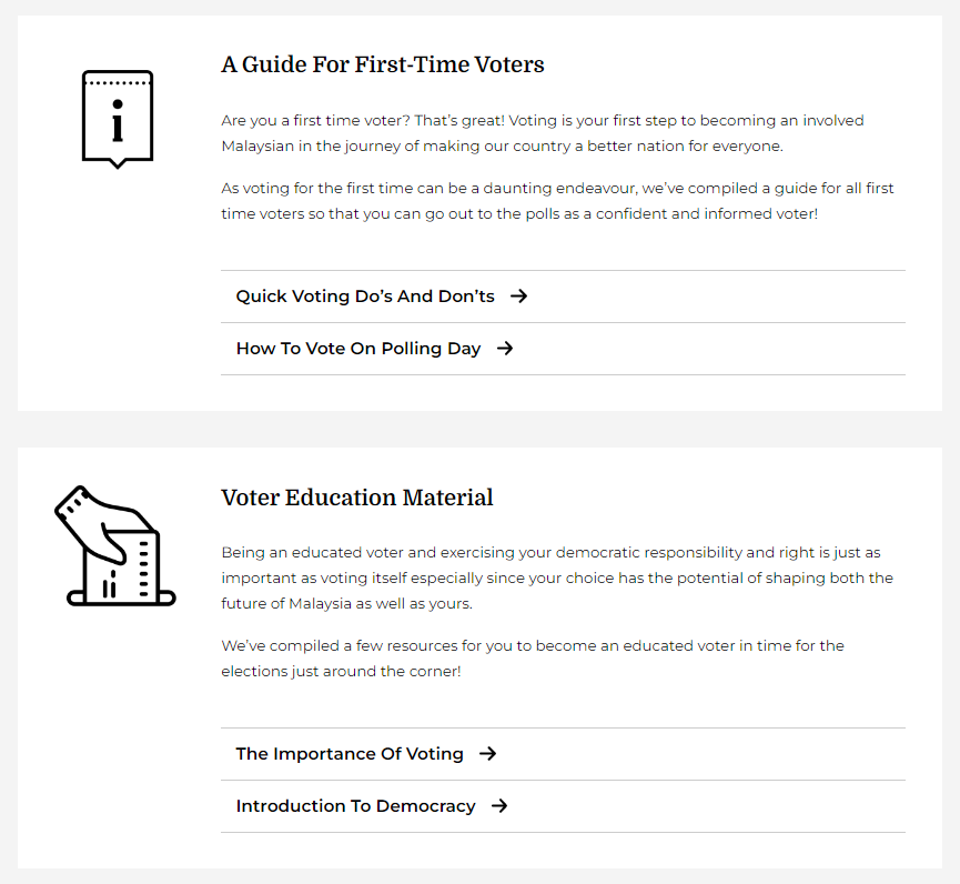 First time voters guide on Undi Negaraku website