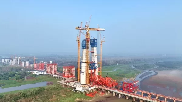 xcmg machinery sends off second unit of xgt15000 600s worlds largest tower crane to serve mega scale bridge construction project