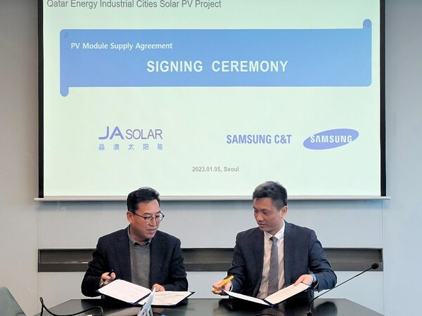 The PV Module Supply Agreement Signing Ceremony between JA Solar and Samsung C&T