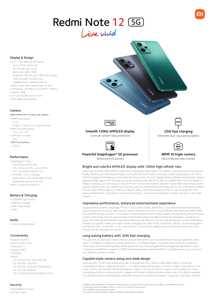 Redmi Note 12 5G one pager compressed
