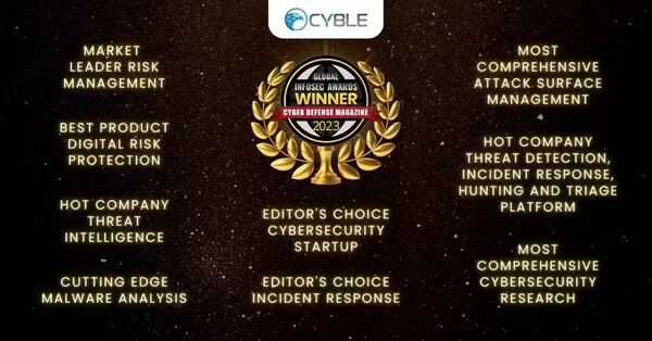 cyble triumphs yet again with 9 category wins at the global infosec awards 2023 including editors choice for cybersecurity startup