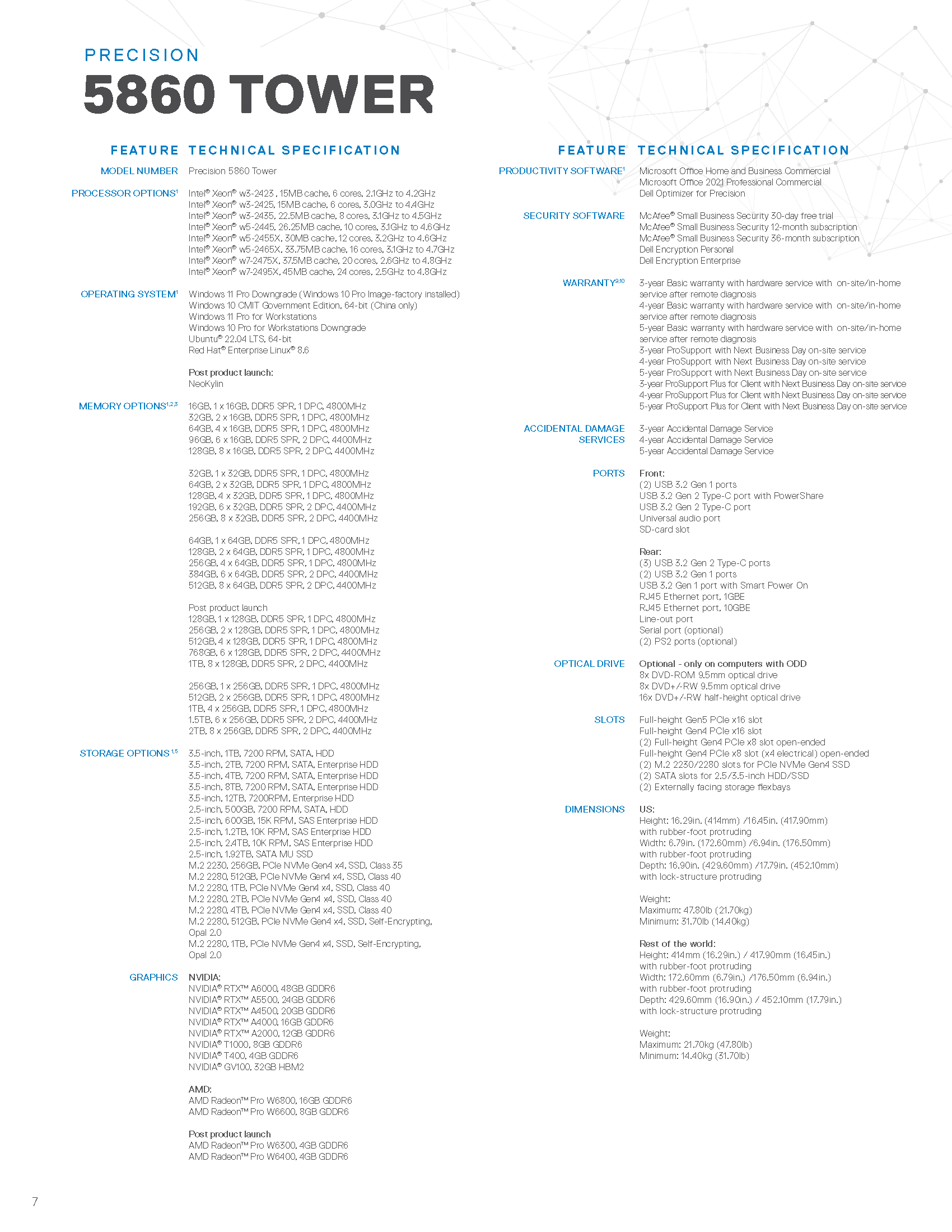 precision 5860 spec sheet Page 7
