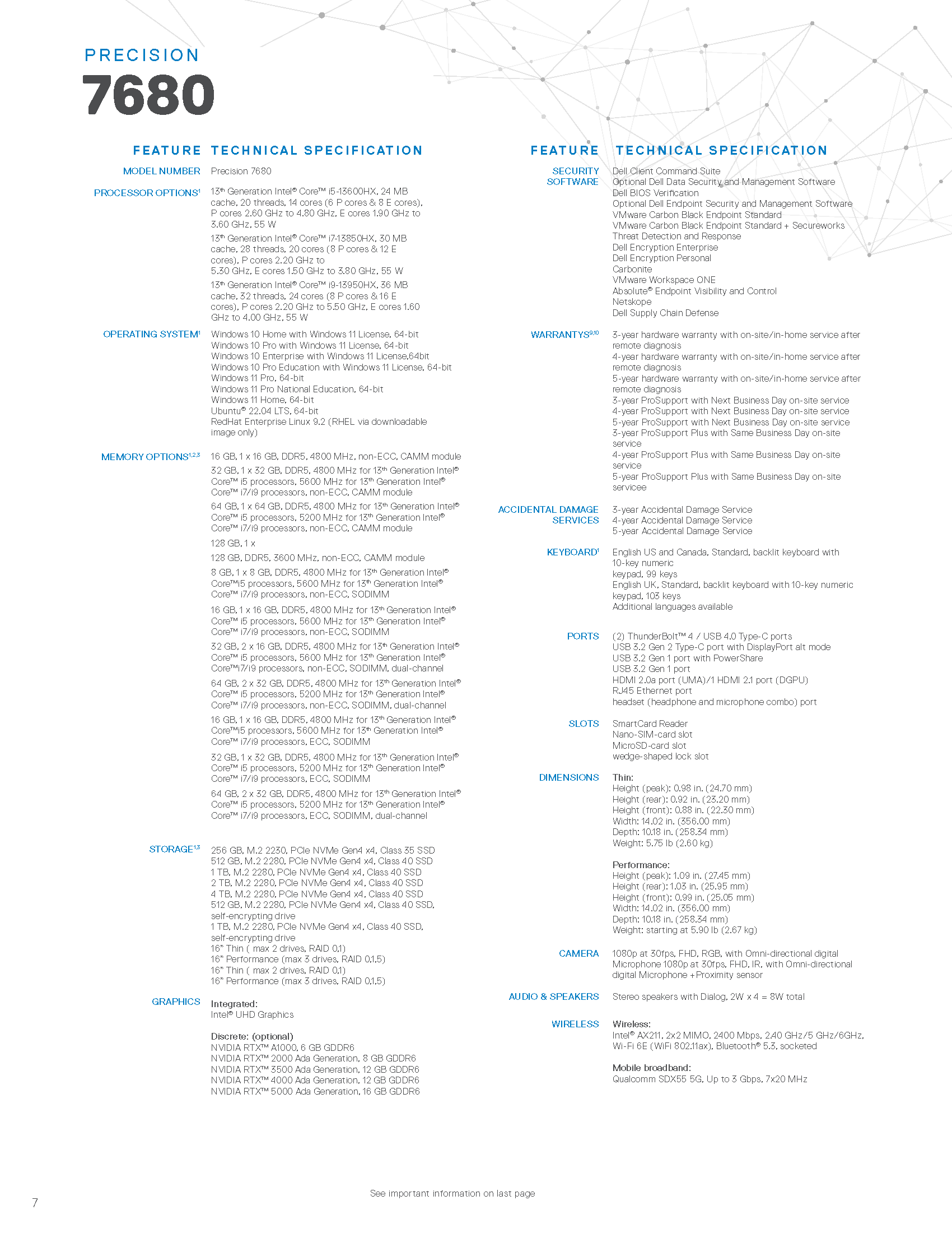 precision 7680 spec sheet Page 7