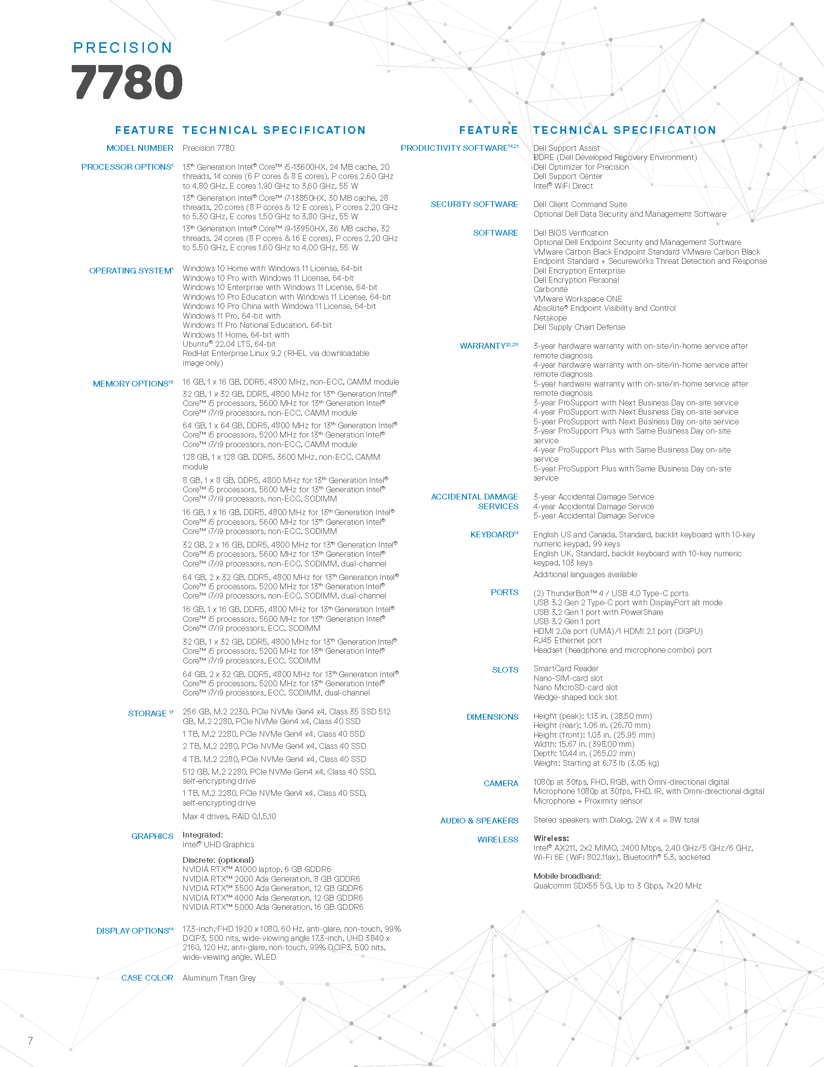 precision 7780 spec sheet Page 7