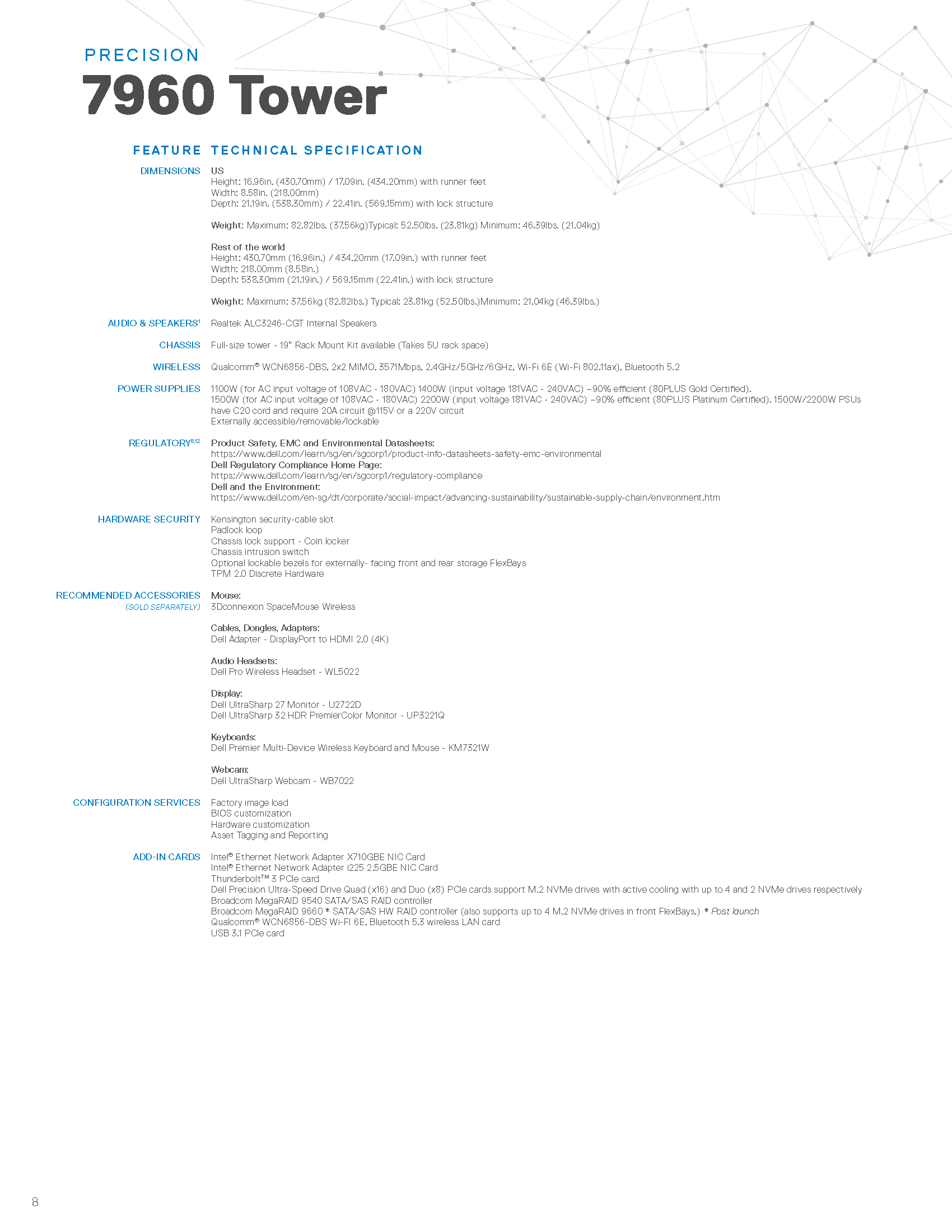 precision 7960 tower spec sheet Page 8