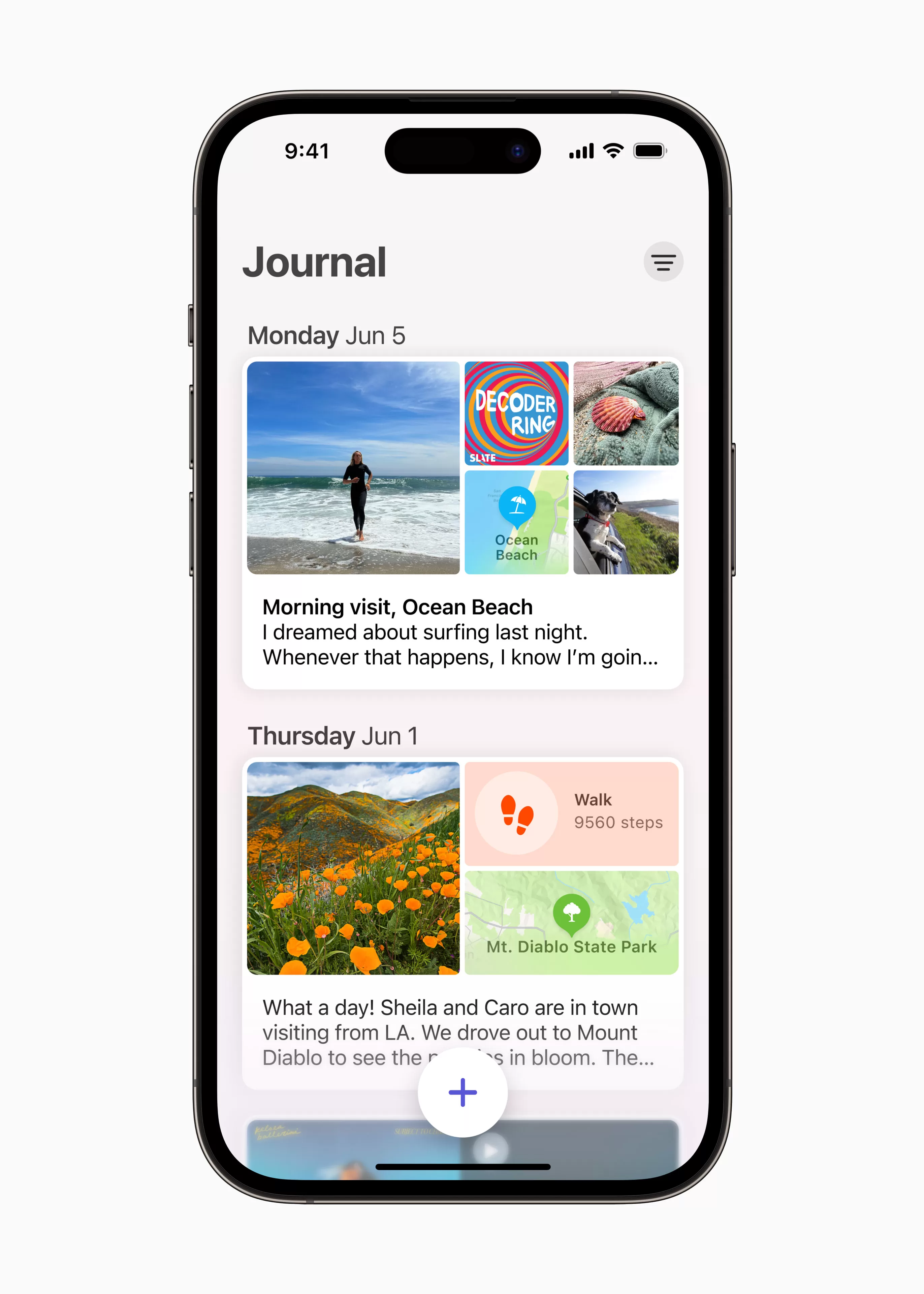 Apple WWDC23 iOS 17 Journal recent activity 230605