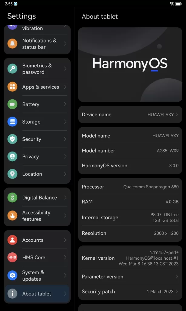 Matepad Harmony UI 102931