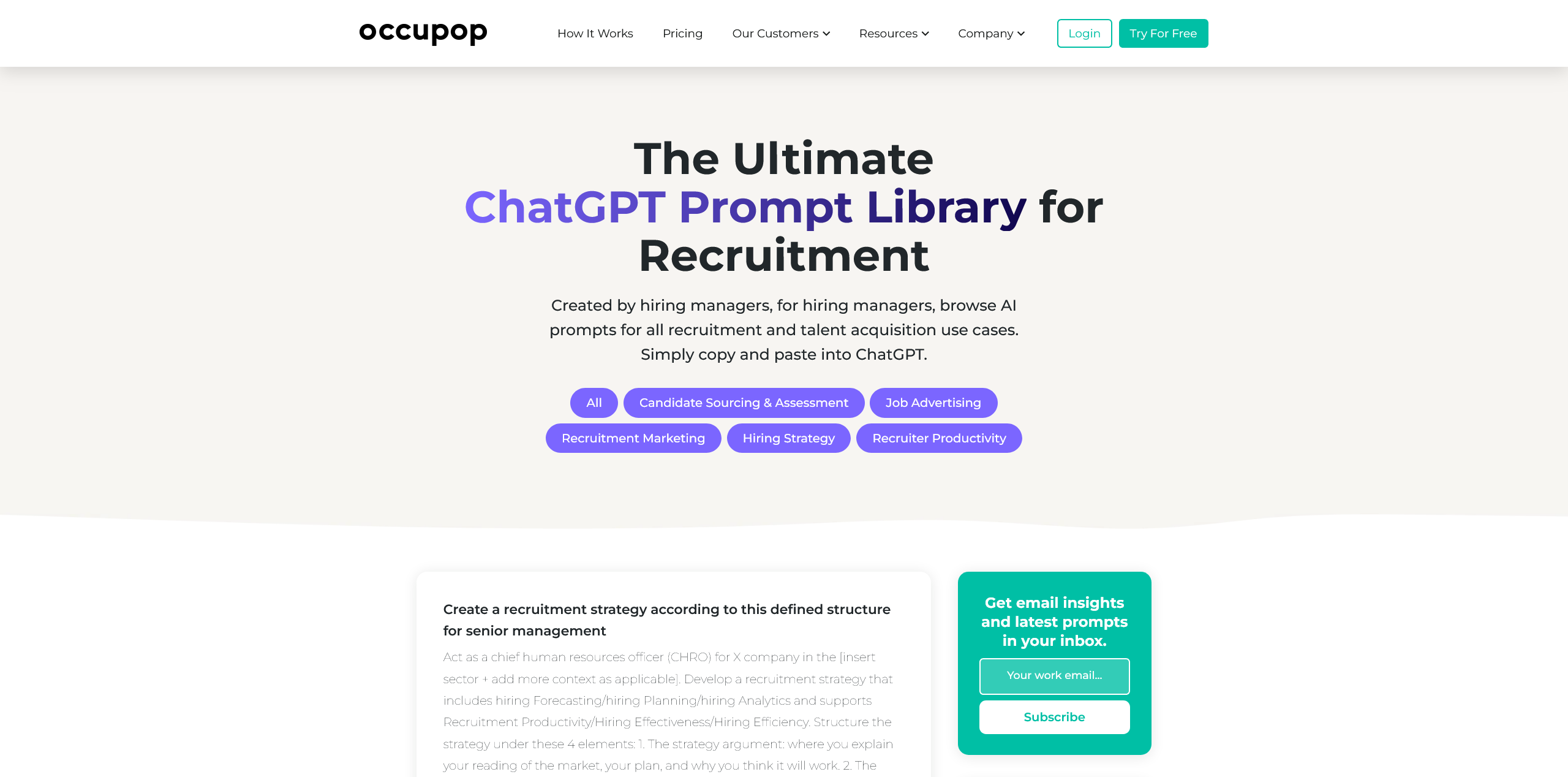 Screenshot 2023 08 28 at 21 57 52 ChatGPT Prompt Library for Recruitment Occupop