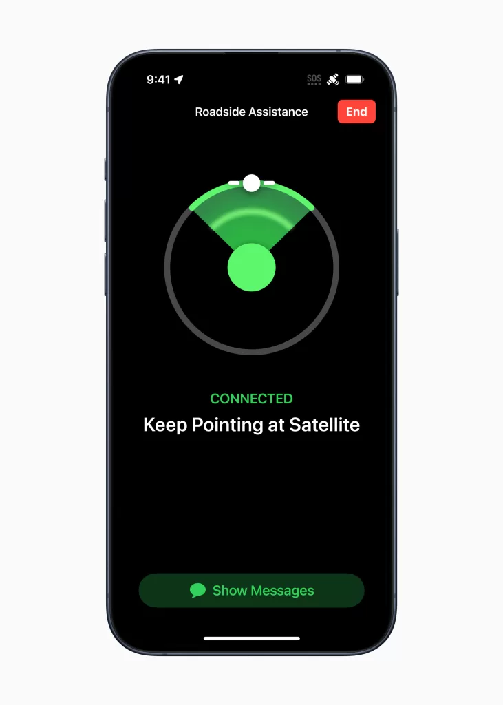 Apple iPhone 15 Pro lineup Roadside Assitance via satellite 230912