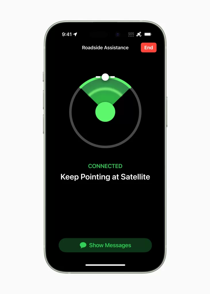 Apple iPhone 15 lineup Roadside Assistance via satellite 230912