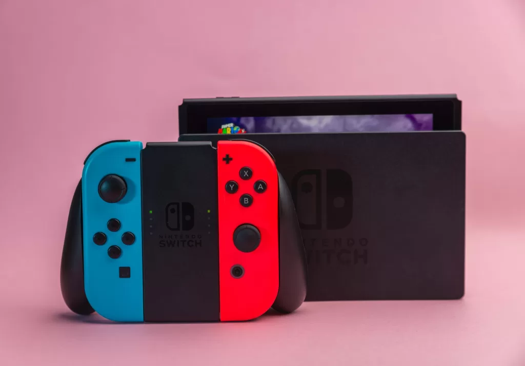 a close up shot of a nintendo switch