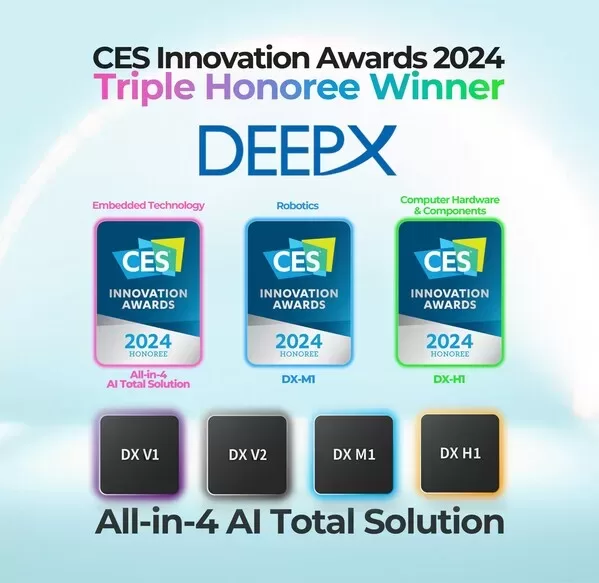 DEEPX Honored with Three CES Innovation Awards 2024 for Leading Edge AI Chip Tech