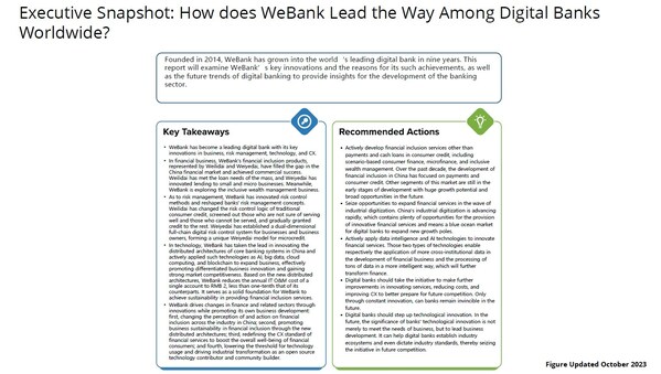 (Executive snapshot from How Does WeBank Lead the Way Among Digital Banks Worldwide? (CHE50976724) published on 31 January 2024)