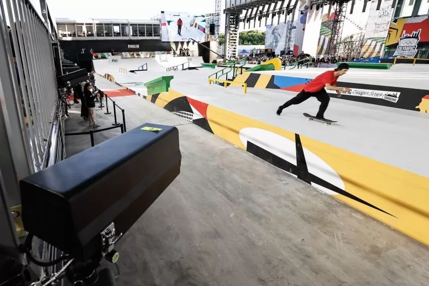 Alibaba Cloud was testing multi camera replay service at the skateboarding venue at Olympic Qualifier Series in Shanghai