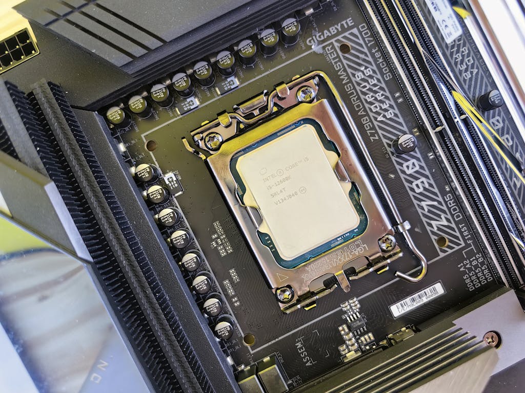 Close-up Photo of Computer Processor Mounted on a Motherboard