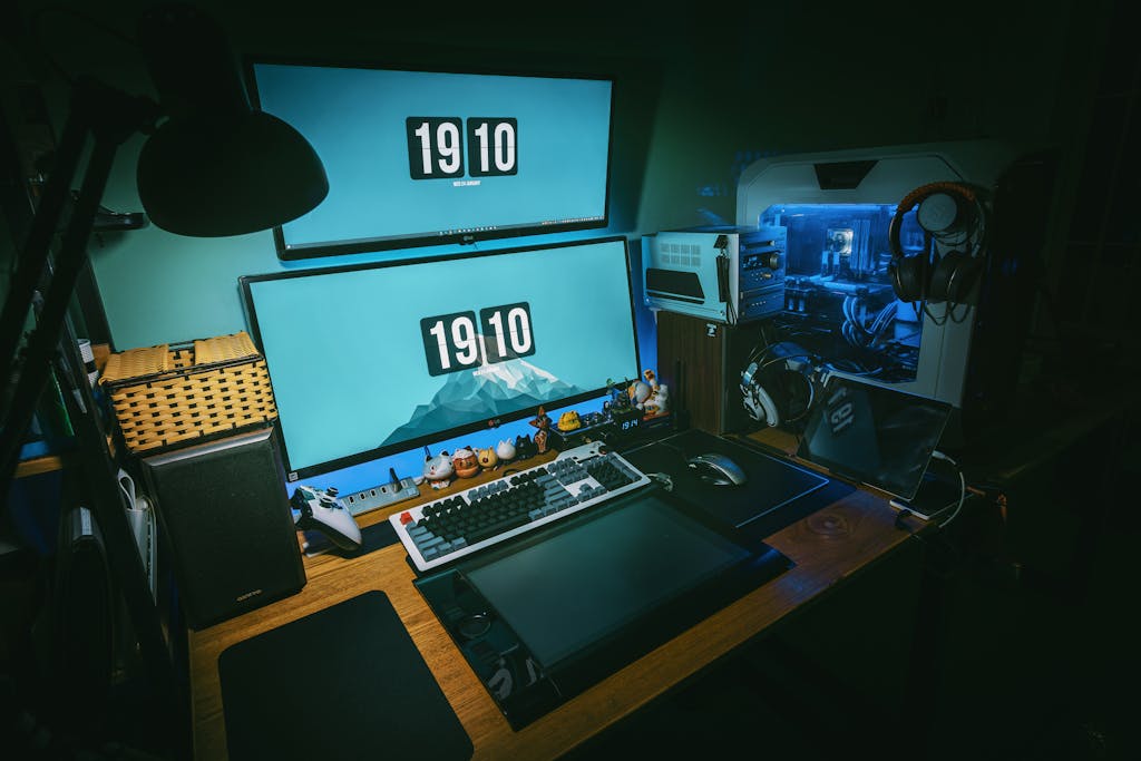 Low-light Photography of Computer Gaming Rig Set