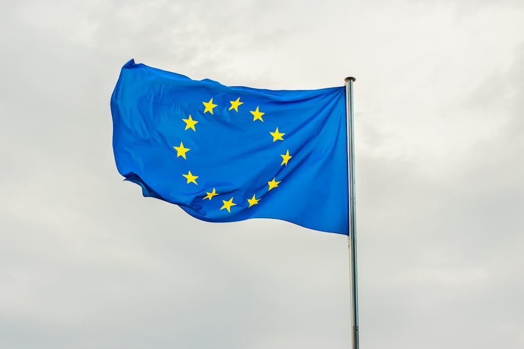 EU flag swinging in the wind