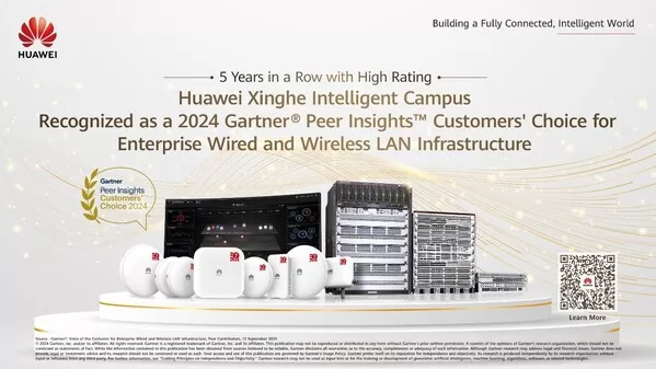 Huawei Peer Recognized as a 2024 Gartner® Peer Insights™ Customers' Choice for Enterprise Wired and Wireless LAN Infrastructure