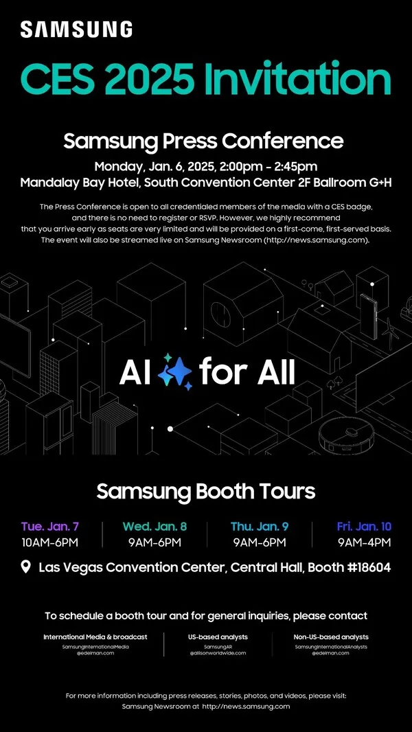 Samsung Press Conference at CES 2025 'AI for All: Everyday, Everywhere'