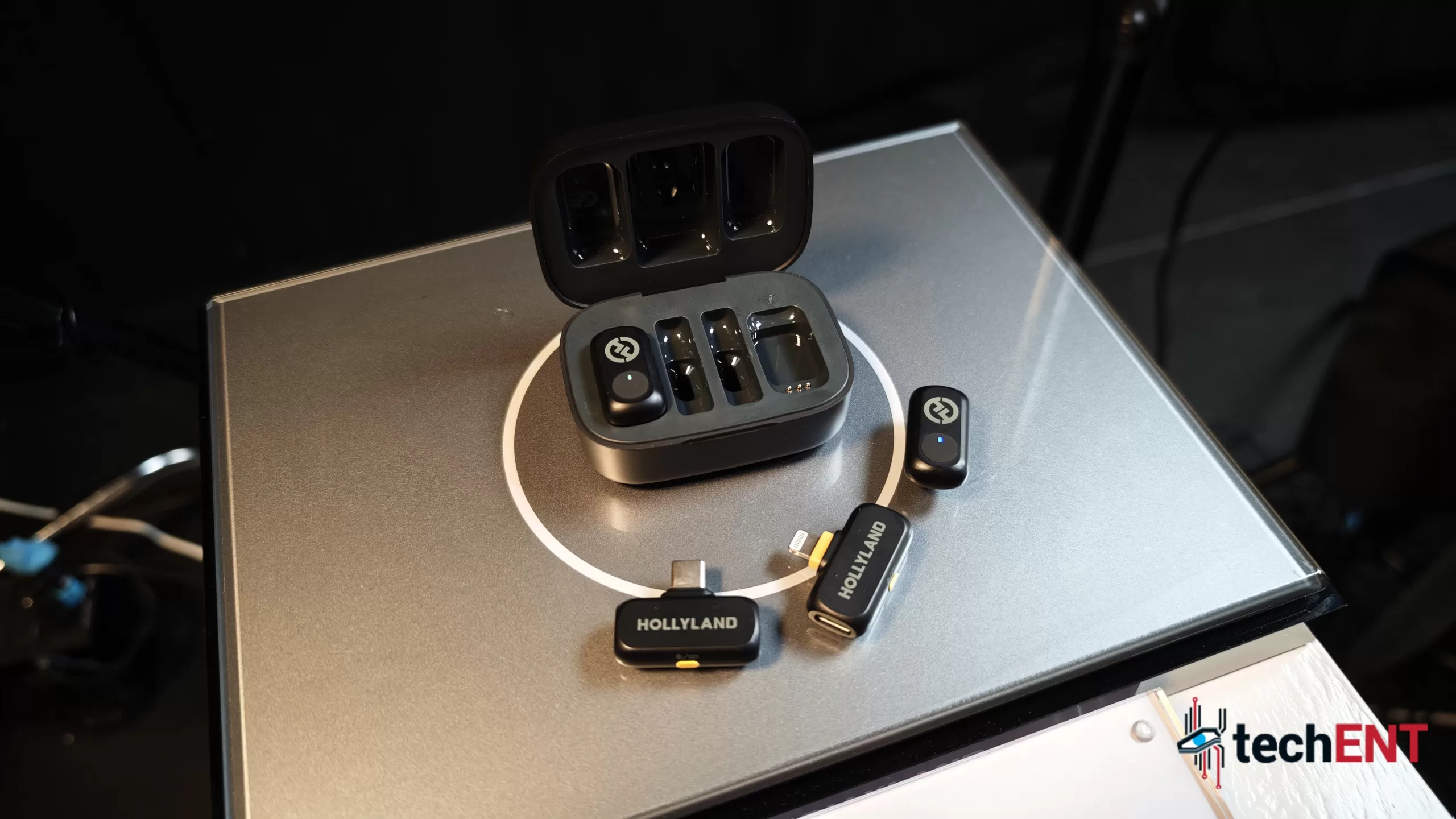 The Hollyland Lark A1 Dual Combo with Lightning and USB-C Transmitter 