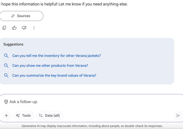 GIF A media generation agent, built using Gemini Enterprise’s no code workbench, creates powerful content grounded in the organization’s product truth