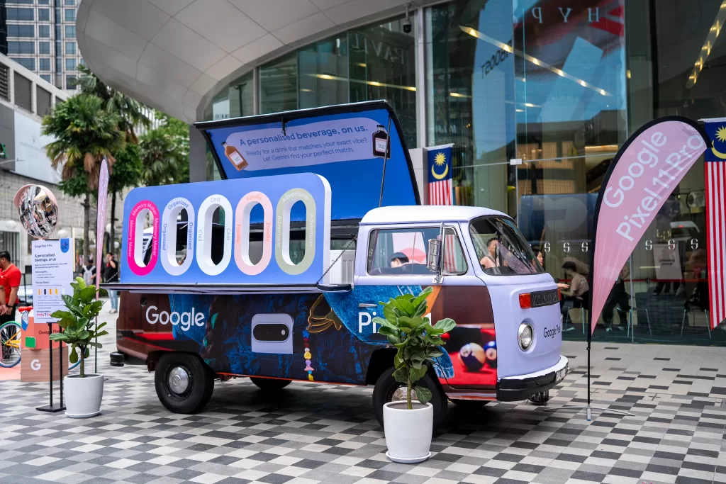 The Google Pixel 11 Kombi Van invites visitors to discover their travel personality with Gemini and receive a personalised beverage that matches their vibe.