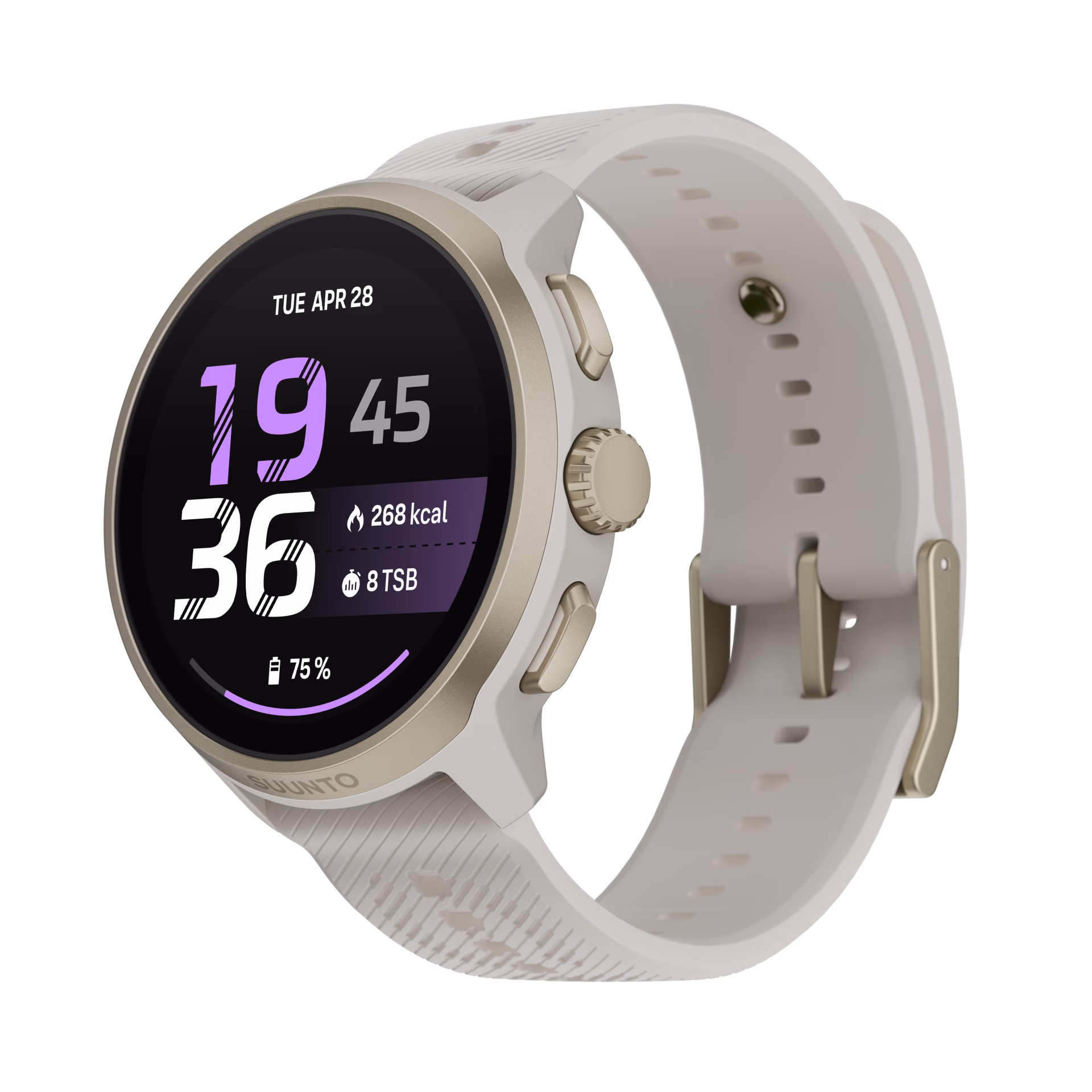Suunto Run 2 Feather Gold ATH 6 Perspective quarter right A Main watchface Feather Gold